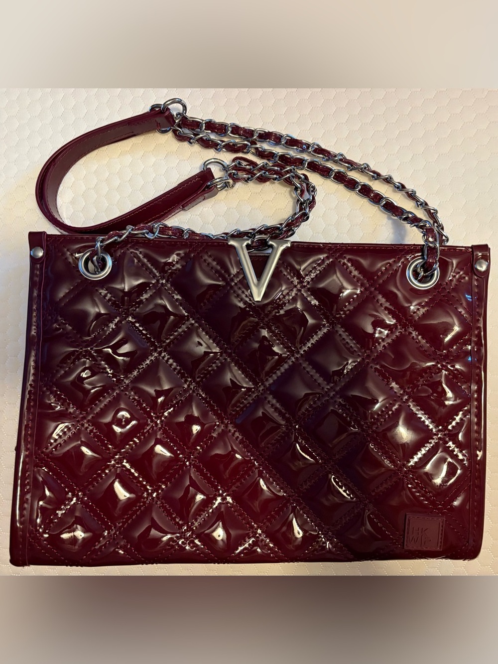 IHKWIP Cheers to 5 Years Patent Merlot Chain Shoulder Crossbody Bag